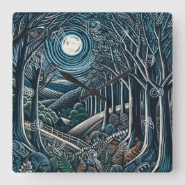 Natten i Skogen Fyrkantig Klocka
