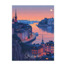 Natten i Stockholm Sverige Vintage resor