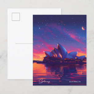 Natten i Sydney Australia Travel Vykort