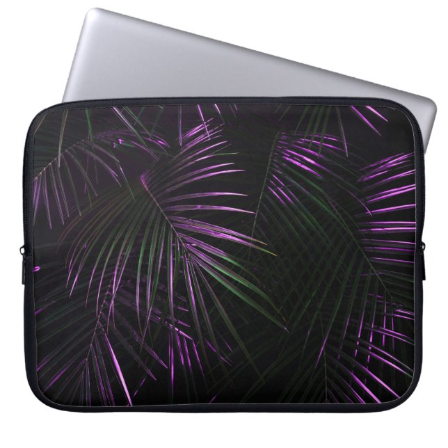Natten i tropiska regnskogar. djungeln handflatan  laptop fodral (Framsidan)