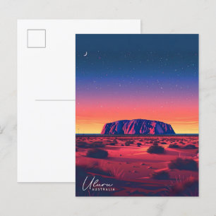 Natten i Uluru Australia Vintage resor Vykort