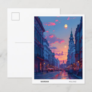 Natten i Warszawa Polens resor Vykort