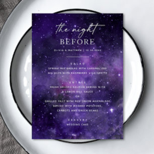 Natten innan. Återkallningsmiddag för Space bröllo Meny