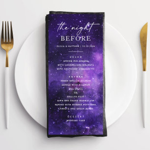 Natten innan. Återkallningsmiddag för Space bröllo Meny