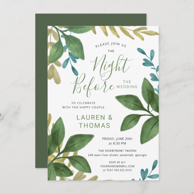 Natten, innan att gifta sig inbjudningar (Fram/baksida)