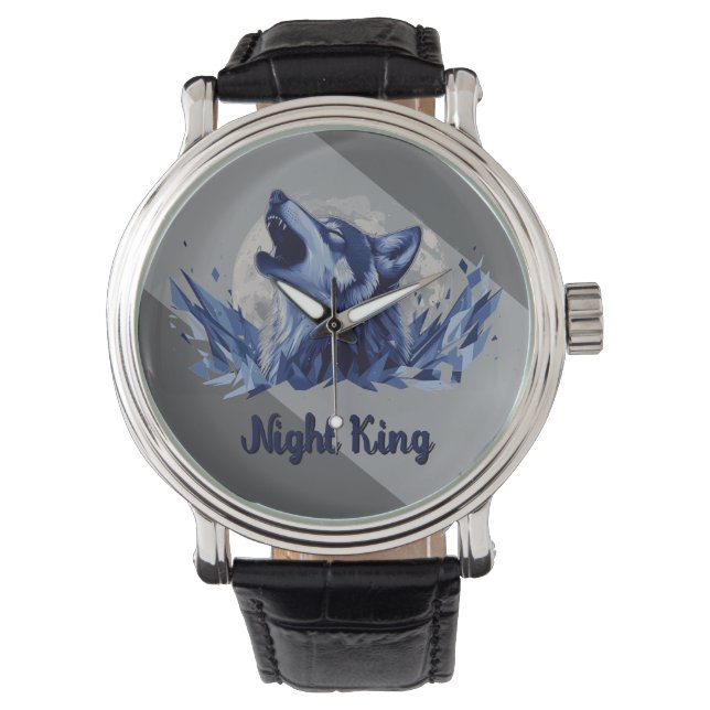 Natten Kung - Howlings Varg med Måne Armbandsur (Framsida)
