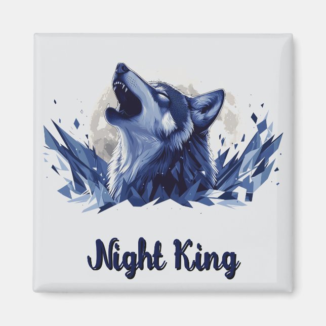 Natten Kung - Howlings Varg med Måne Magnet (Framsidan)
