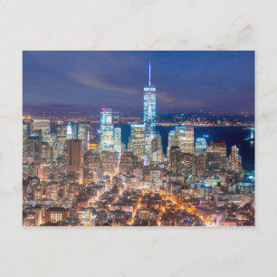 Natten Manhattan Vykort
