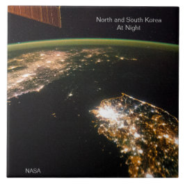 Natten, NASA ISS Photo (Nord- och Sydkorea) Kakelplatta