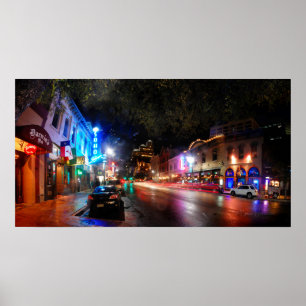 Natten på 6e Street - Austin Texas Poster