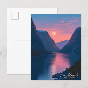Natten på Fiordland New Zealand Travel Vykort