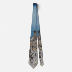 Natten till Saruwaka-machi Vintage Ukiyo-e Japansk Slips