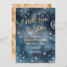 Natten under stjärnor Guld inbjudan