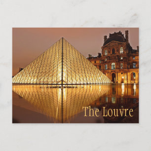 Natten vid Louvre, Paris, Frankrike Vykort