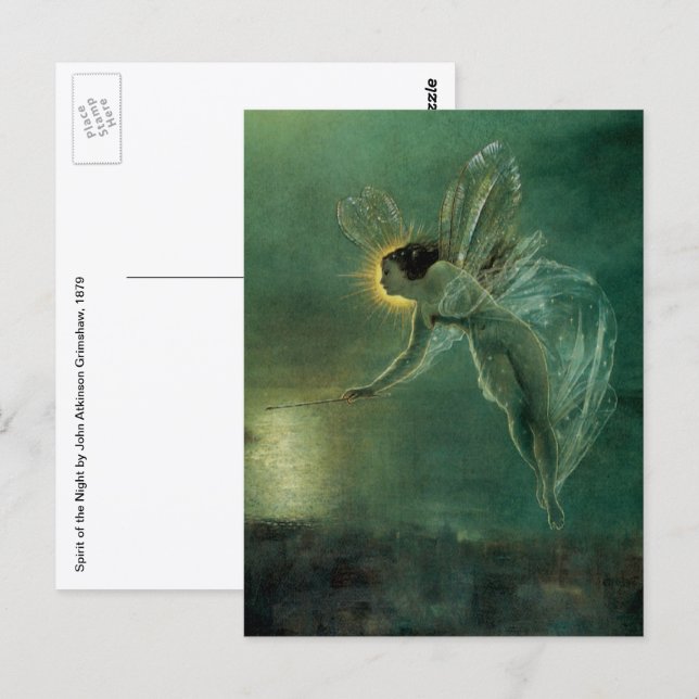 Nattens Ande av Grimshaw, Victorian Fairy Vykort (Fram/baksida)