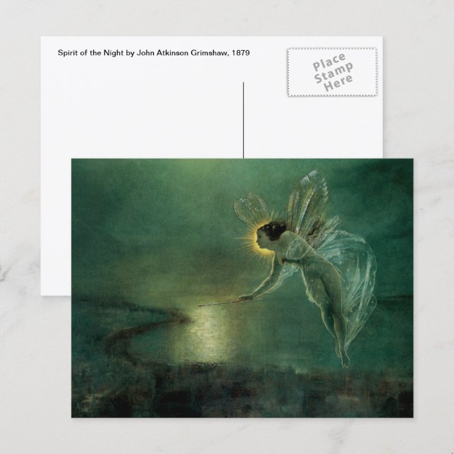 Nattens Ande av Grimshaw, Victorian Fairy Vykort (Fram/baksida)