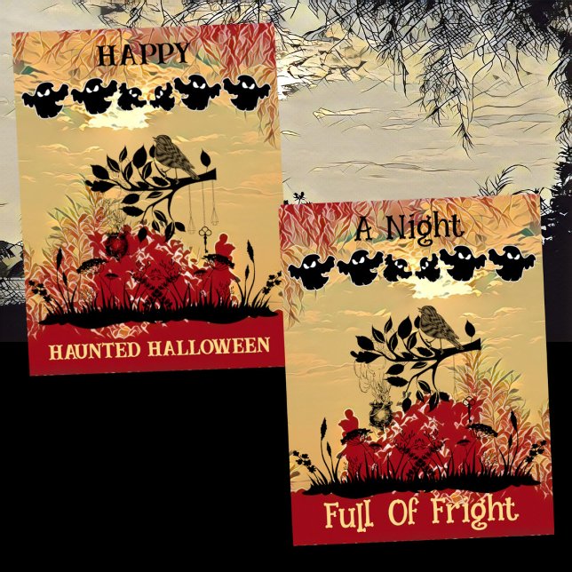 Nattens Fullt av höggradigt konstnärligt blod Red  Julkort (Haunted Halloween Card)