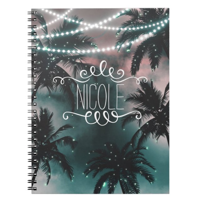Nattens Himlar Evening Beach Ljus Journal Anteckningsbok Med Spiral (Framsidan)