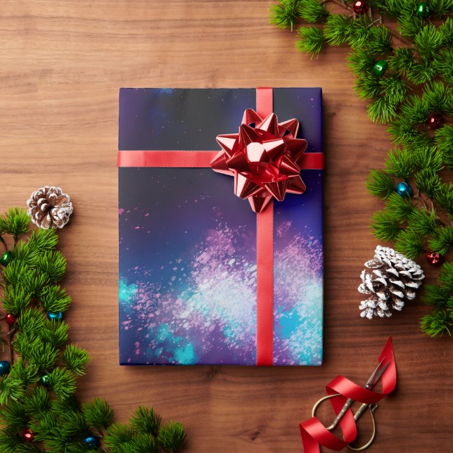 Nattens Himlar Neon Ljus Wrapping Papper Presentpapper (Julgåva)