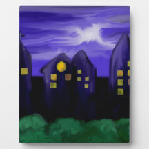 Nattens himlar stad skyskrapa canvas art
