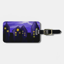 Nattens himlar stad skyskrapa canvas art bagagebricka