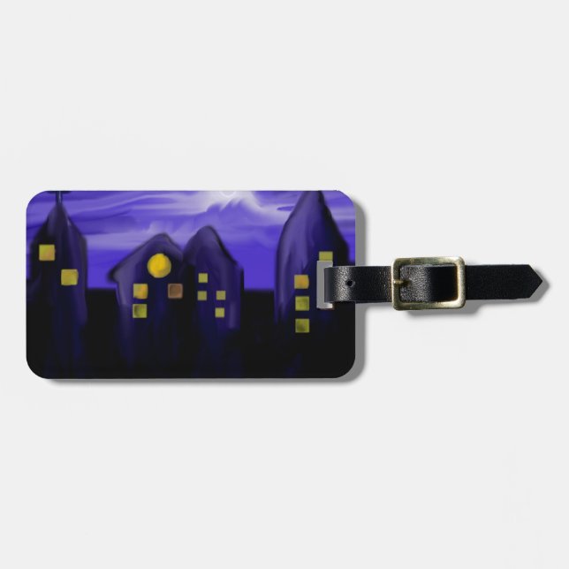 Nattens himlar stad skyskrapa canvas art bagagebricka (Horisontell Framsida)