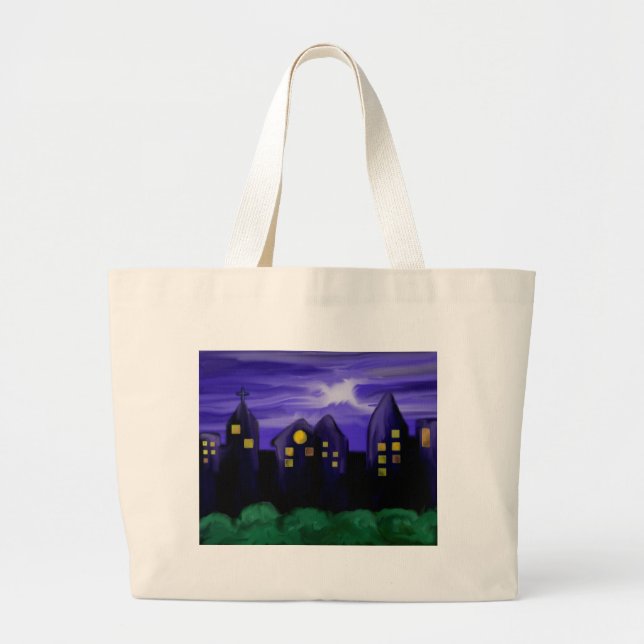 Nattens himlar stad skyskrapa canvas art jumbo tygkasse (Framsidan)