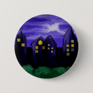 Nattens himlar stad skyskrapa canvas art knapp