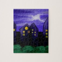 Nattens himlar stad skyskrapa canvas art pussel