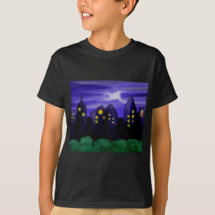 Nattens himlar stad skyskrapa canvas art tee