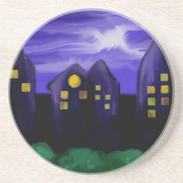 Nattens himlar stad skyskrapa canvas art underlägg