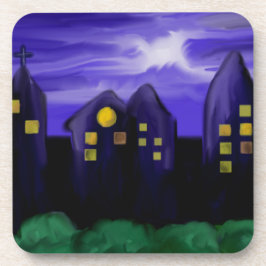 Nattens himlar stad skyskrapa canvas art underlägg