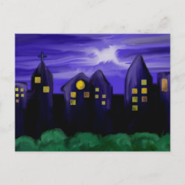 Nattens himlar stad skyskrapa canvas art vykort