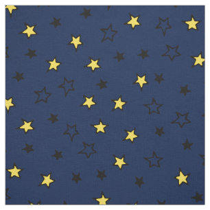 Nattens Himmel Cute Gult Stars på marinblå Mönster Tyg