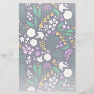 Nattens Måne Garden-Blommigt Botaniska Mönster Brevpapper