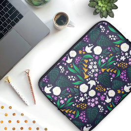 Nattens Måne Garden-Blommigt Botaniska Mönster Laptop Fodral