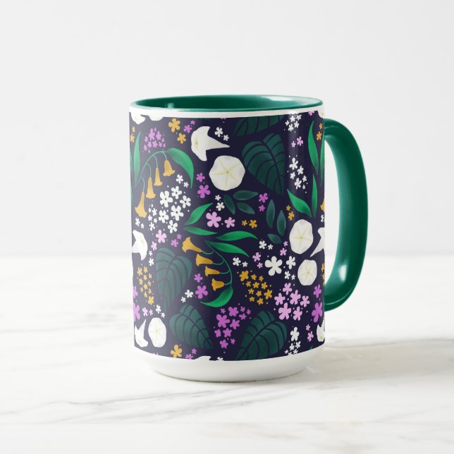 Nattens Måne Garden-Blommigt Botaniska Mönster Mugg (Framsida höger)