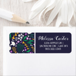 Nattens Måne Garden-Blommigt Botaniska Mönster Returadress Etikett