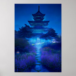 Nattens serenitet i ett japanskt tempel poster
