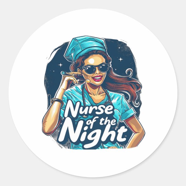 Nattens sjuksköterska runt klistermärke (Framsida)