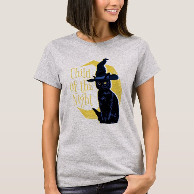 Nattens svarta katt och måne barn t shirt (Framsida)