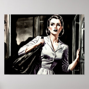 Nattens Tåg Poster Skriv ut Wall Art Noir 1940s-re