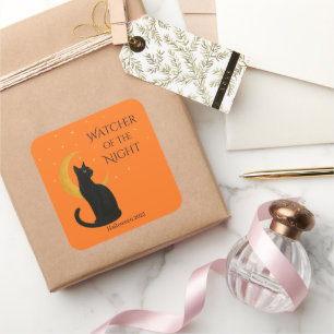 Nattens vakter - Halloween Black Cat Fyrkantigt Klistermärke