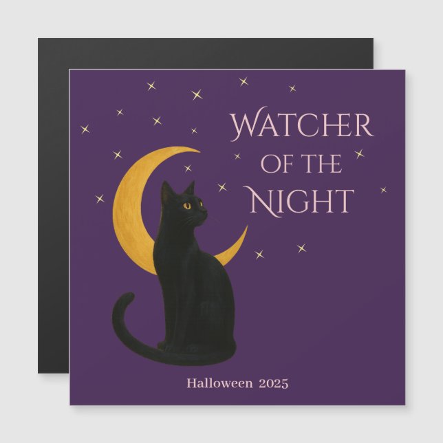 Nattens vakter - Halloween Black Cat-magnet (Fram/baksida)