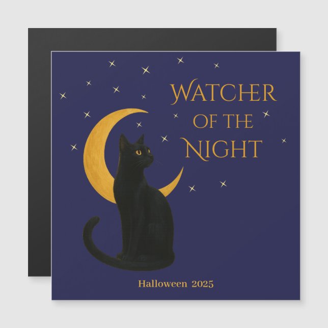 Nattens vakter - Halloween Black Cat-magnet (Fram/baksida)