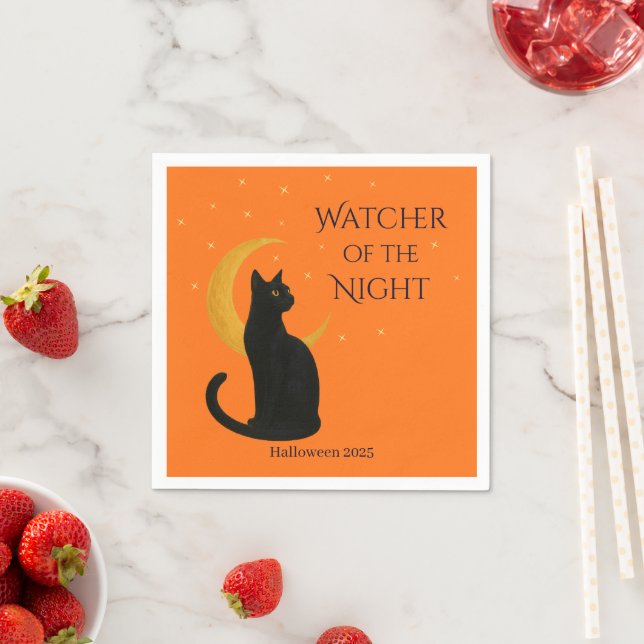 Nattens vakter - Halloween Black Cat Pappersservett (Insitu)