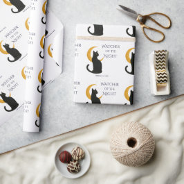 Nattens vakter - Halloween Black Cat Presentpapper