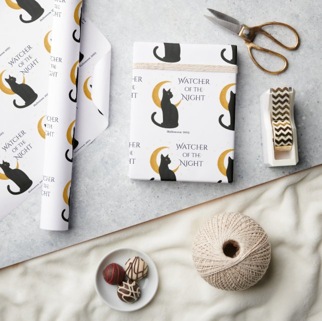 Nattens vakter - Halloween Black Cat Presentpapper (Hantverk)