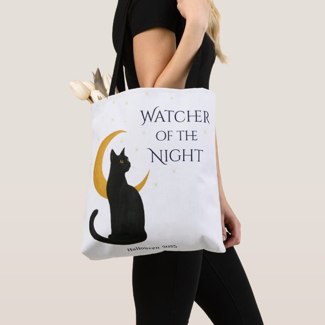 Nattens vakter - Halloween Black Cat Tygkasse (Närbild)