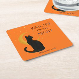 Nattens vakter - Halloween Black Cat Underlägg Papper Kvadrat